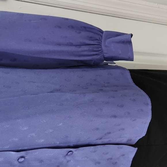 Gloria Vanderbilt Paisley Periwinkle Button Down Blouse - Picture 9 of 14